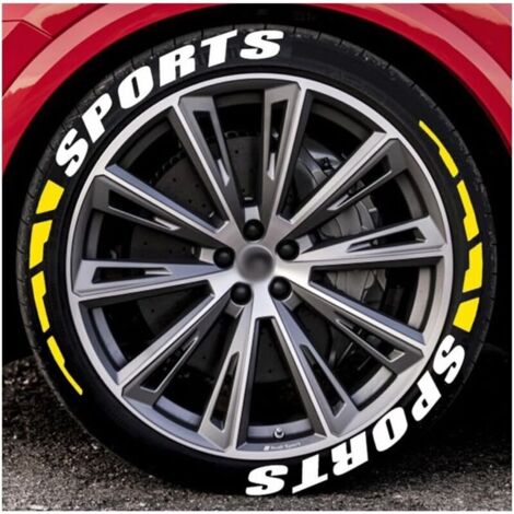 8 Pièces Autocollants 3D Pour Pneus Et Roues, Autocollant PVC Imperméable De Roues Voiture, Autocollants Décoration Sportive Pour Roues De Voiture, Auto Accessoires Décoratifs(Jaune) (1/5)