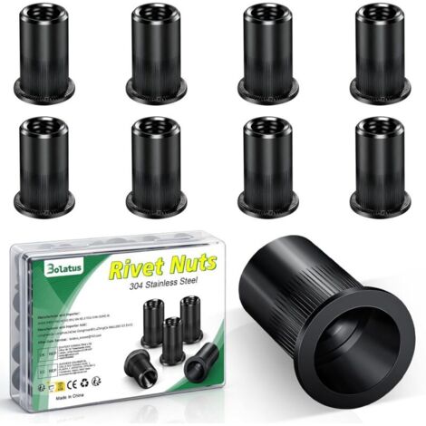 Lot de 10 écrous à riveter M12, 304 en acier inoxydable - Tête plate ronde - Écrous à rivets filetés pour métal, fibre de verre, plastique, tuyaux, etc (1/5)