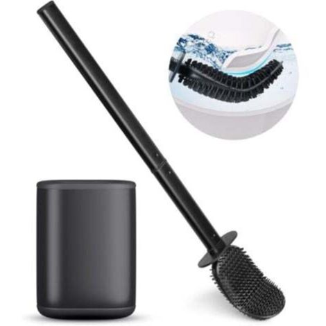 Brosse Toilette WC Silicone et Support, Brosse Silicone à Séchage Rapide avec Base Amovible (1/5)