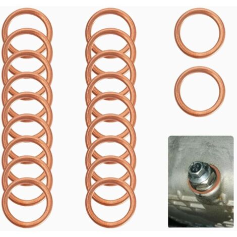 20 rondelles de cuivre à écraser, joints pour Peugeot Citroën Renault, accessoires automobiles, remplace les références 7703062062 11137546275 16430 31338 7546275 (1/5)