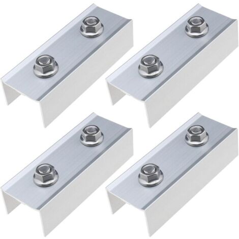 4pcs C-Profile Connecteur Panneaux Solaires PV Rail Connecteur 45 x 30 x 120mm pour Rails PV 40 x 40mm Support de Module Solaire Photovoltaïque pour Montage de Profilés en Aluminium (1/5)