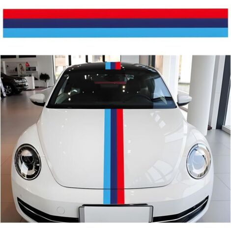 Autocollants De Voiture Décoratifs, Autocollant Bande Drapeau, Tricolores Capot De Voiture, Modifié Decal Décoration pour Véhicules(Couleurs Trésor) (1/5)