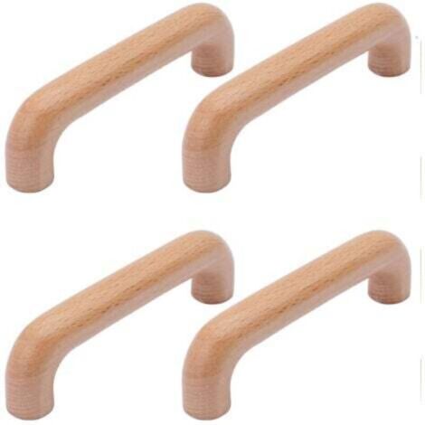 4 Pièces Poignée de Meuble Bois, Poignée Meuble Cuisine Placards Poignee Porte, Espacement des Trous 96mm, pour Meubles de Cuisine et Tiroirs (1/5)