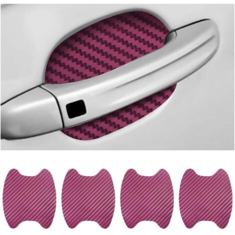 4PCS Autocollants Voiture Extérieur, Film de Protection Universel en Fibre de Carbone Anti-Rayures pour Poigné Porte Voiture, Convient à la Plupart des Poignés Porte Voiture (Bourgogne) (1/5)