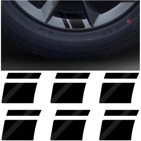 6 Pièces Autocollant Pour Jantes Voiture, Autocollants Réfléchissants Stickers Jantes Voiture, Adhésif Autocollants Jantes Voiture Sticker, Auto Accessoires Décoratifs Universels(Noir) (1/5)