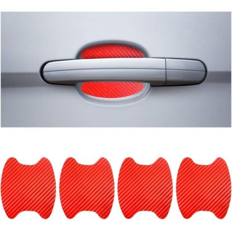4 Pièces Film de Protection pour Poignée Porte de Voiture, Film Protection Universel en Fibre de Carbone Anti-Rayures pour Poigné Porte Voiture, Convient à Plupart Voiture(Rouge) (1/5)