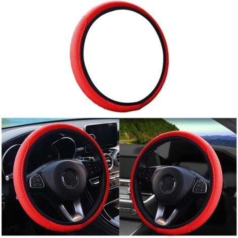 Couvre de Volant Voiture Antidérapant Respirant Souple, Couvre Volant en Microfibre Cuir Souple, Couvre Volant Voiture, Taille Universelle Diamètre 38cm, pour Van Truck SUV(Rouge) (1/5)