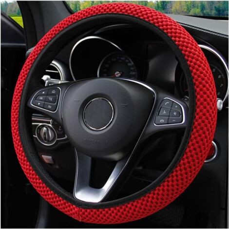 Couvre Volant en Microfibre Cuir Souple, Protege Antidérapant Respirant Souple Durable Accessoire de Voiture, Antidérapant Respirant Caches de Volant pour Voiture Van Truck SUV(Rouge) (1/5)