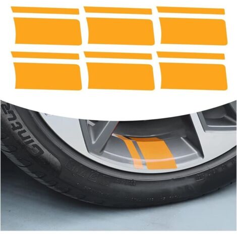 Lot De 6 Autocollants Réfléchissants pour Jantes Voiture, Autocollants Réfléchissants De Voiture Accessoires Décoratifs Universels, Autocollants pour Jantes Voiture Stripes(Jaune) (1/5)