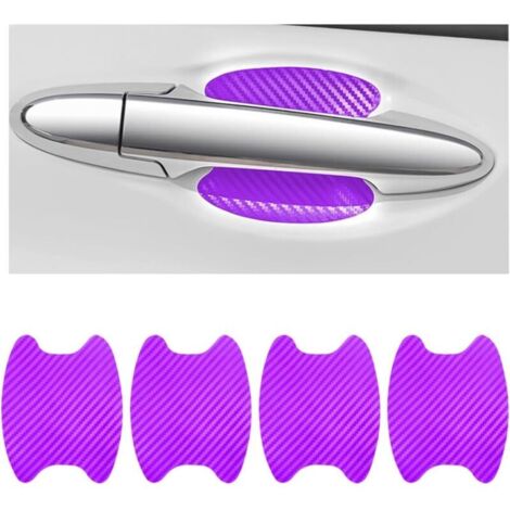 4PCS Autocollants Voiture Extérieur, Film de Protection Universel en Fibre de Carbone Anti-Rayures pour Poigné Porte Voiture, Convient à la Plupart des Poignés Porte Voiture (Violet) (1/5)