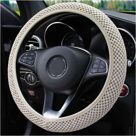 Couvre Volant en Microfibre Cuir Souple, Protege Antidérapant Respirant Souple Durable Accessoire de Voiture, Antidérapant Respirant Caches de Volant pour Voiture Van Truck SUV(Beige) (1/5)