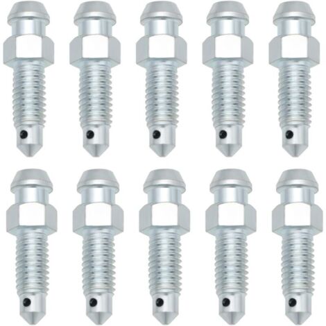 Lot de 10 tétons de purge métriques pour étrier de frein M6 x 1 mm Longueur totale 27,2 mm Filetage inférieur hexagonal Longueur totale 10 mm pour éviter les fuites de liquide de frein (1/5)
