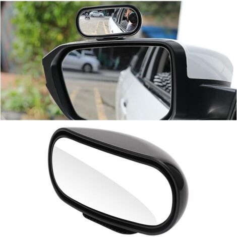 Miroir Convexe Angle Réglable, Miroir Auxiliaire Rotatif à 360° Intérieur Et Extérieur La Voiture, Retroviseur Conduite Accompagnée Retroviseur Angle Mort Pour Tous Les Voitures(Noir) (1/5)