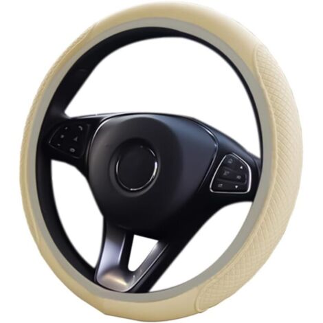 Couvre Volant, Elastic, Housse de Volant en Microfibre Cuir Diamètre 38 cm, Antidérapant Respirant Souple, Universel (Beige) (1/5)
