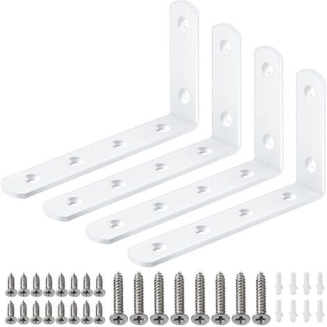 Lot de 4 équerres de fixation d'angle en métal pour étagère murale avec vis 125 x 75 x 30 mm (1/5)