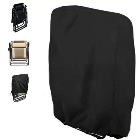 Housse de chaise - Protection meubles - Housse de chaise d'extérieur pliable - 71x20/34x110cm - Housse de chaise de jardin - Imperméable et résistante aux UV - Noir (1/5)
