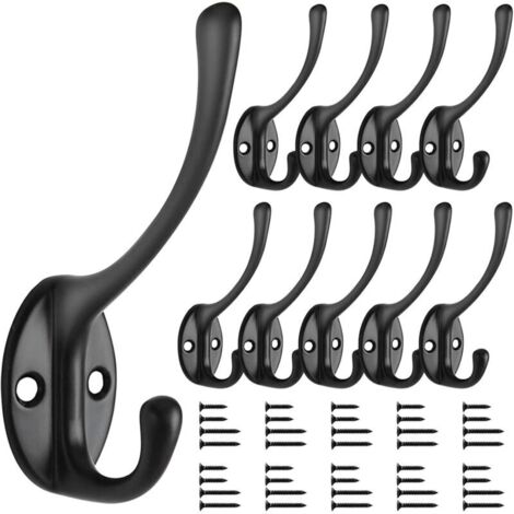 10 Pièces Crochet de Manteau Rétro Patère Porte Manteau Mural Vintage Crochet de Porte Métal pour Porte Manteau Salle de Bain Cuisine（Noir） (1/5)