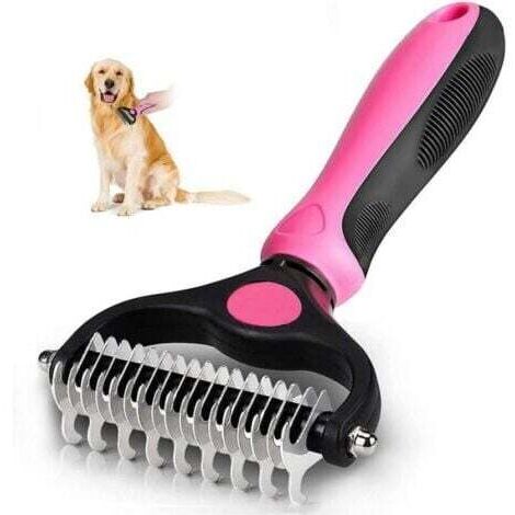 Brosse Poil Chien Brosse Chat, Râteaux de Démêlage chiens, Brosse Toilettage Enlever Poils, Peigne de Toilettage pour Sous Poil Élimine Les Sous, Râteau Démêlant pour Animaux ,17x7cm (1/4)