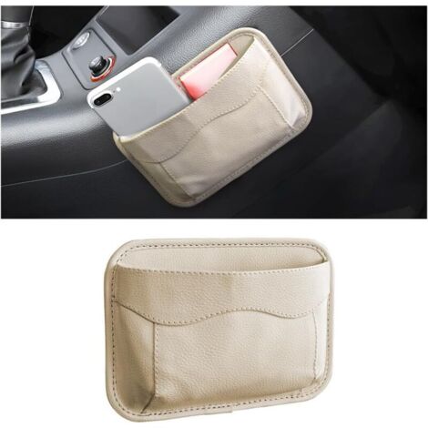 PU Petite Multifonctionnel Organiseur pour Voiture, Organiseur Latéral pour Siège de Voiture, PU Anti-Fuite Organiseur LatéRal pour SièGe de Voiture, pour Organiser Document(Beige) (1/5)