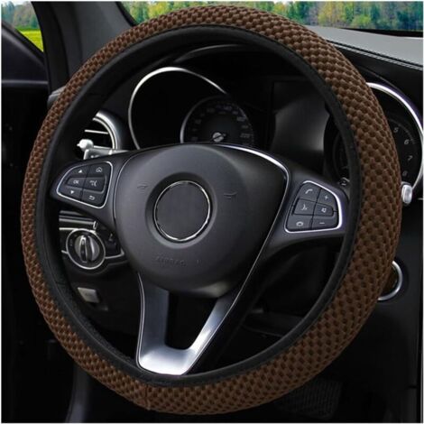 Couvre Volant en Microfibre Cuir Souple, Protege Antidérapant Respirant Souple Durable Accessoire de Voiture, Antidérapant Respirant Caches de Volant pour Voiture Van Truck SUV(Marron) (1/5)