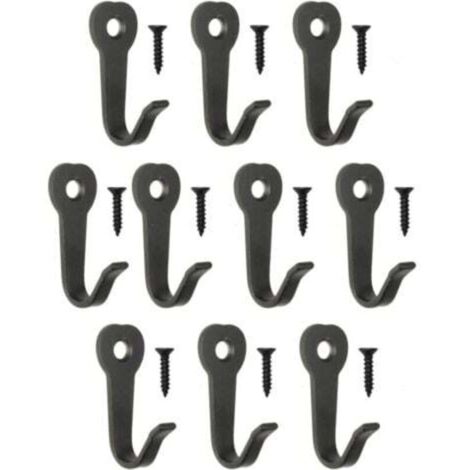 40 x 22 mm - Noir - Lot de 10 crochets classiques en fer - Crochets en métal - Crochets pour photos - Vintage maison de campagne rétro (1/4)