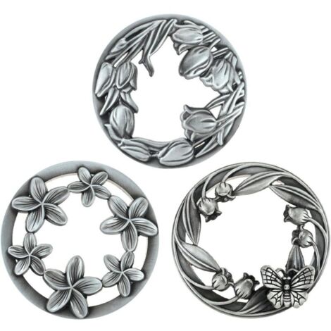 Lot de 3 couvercles de bougie en métal argenté vieilli - Aide à brûler uniformément les pots de bougies - Accessoires de bougie - Couvercle pour bougies en verre (tulipes, petites (1/5)