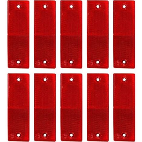 Réfléchissant Plaque D'Avertissement, Catadioptres de Sécurité, Catadioptre Remorque, Réflecteurs Camion, pour Camions Caravanes RV Bateaux Vélo, 10 Pièces,rouge,14.84.8cm (1/3)