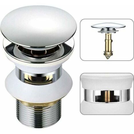 Bonde de lavabo avec trop-plein pop-up automatique – Laiton chromé – Hauteur 98 mm – Diamètre 66 mm – Installation facile 1-1/4 - BAIN 1-1 (1/5)