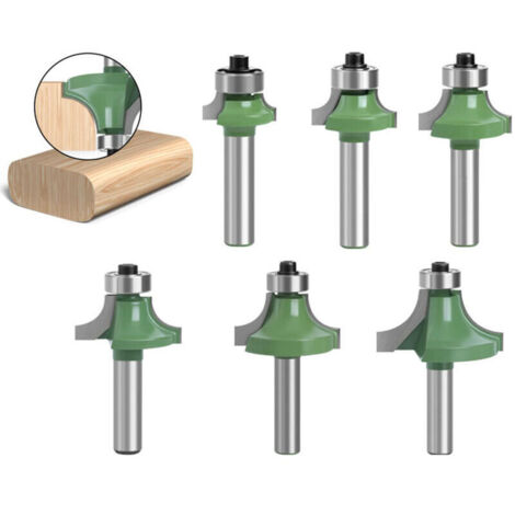 Lot de 6 fraises pour défonceuse 8 mm – Fraises quart de rond et rainurer – Acier au tungstène – Pour bois dur et matériaux composites (1/5)