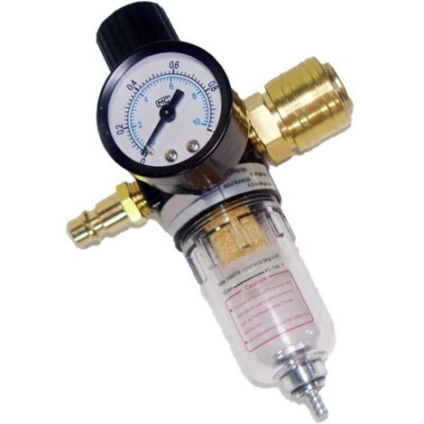 Réducteur de pression 1/4' – Régulateur avec séparateur d'eau – Raccords rapides allemands – Filtre pour compresseur et outils pneumatiques (1/5)