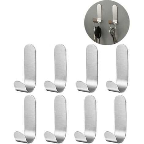 Lot de 8 crochets adhésifs en acier inoxydable – Auto-adhésif étanche pour salle de bain et cuisine – Charge maximale élevée (1/5)