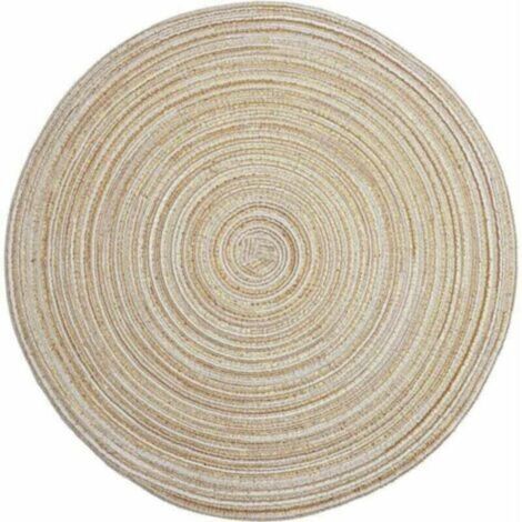 Lot de 6 sets de table ronds, lavables et résistants à la chaleur (beige) (1/4)