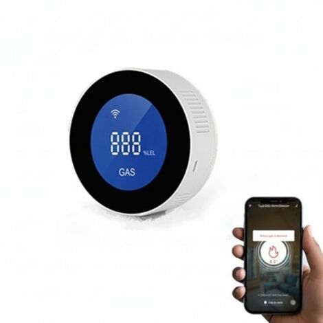 Détecteur de gaz Wi-Fi, alarme gaz pour les ménages, compatible gaz de ville/méthane/propane/butane/gaz naturel/GPL, alarme 85 dB, compatible application (1/4)