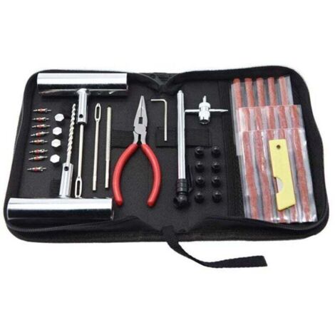 Kit Reparation Pneu Voiture,46PCS Kit Meche Pneu Crevaison,Kit Anti-crevaison Voiture Tubeless,Outil Réparation Pneus pour Voitures/Motos/Camions/VTT/Tracteurs/Camping-Cars/SUV/Camionnettes (1/5)