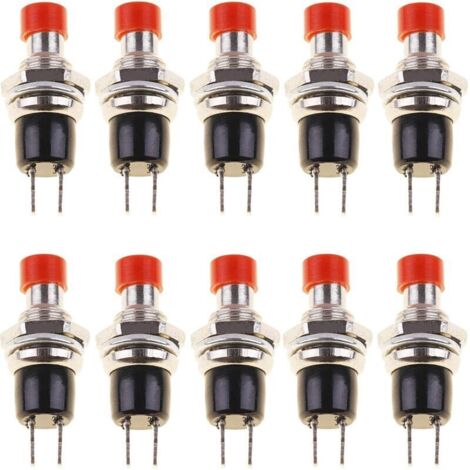 10pcs PBS-110 PBS-105B Mini micro bouton poussoir sans verrouillage interrupteur d'allumage/d'arrêt instantané rouge (normalement fermé) (1/5)