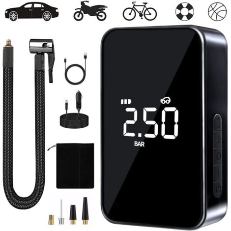 Compresseur à air portable 6000mAh – Gonfleur électrique 150PSI – Affichage numérique LED – Alimentation USB-C – Idéal pour pneus de voiture, moto, vélo (1/5)