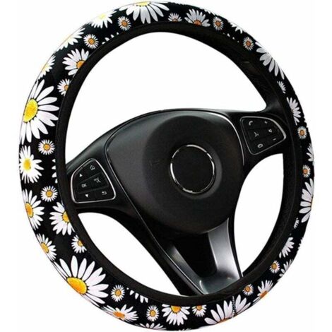 Couvre Volant Voiture Mignon Daisy Fleur Voiture décoration intérieure tricoté Couverture de Volant Universel Voiture Accessoires Couverture de Roue sans Anneau intérieur (1/5)