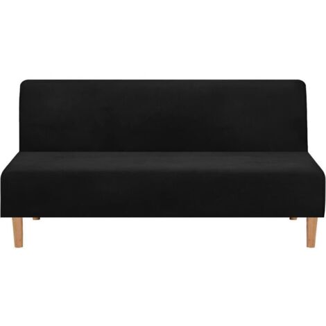 Housses de canapé Housse de canapé convertible sans accoudoirs, en velours extensible, épaisse, douce, confortable, pour canapé-lit, canapé lit pliable (velours épais Noir) (1/5)
