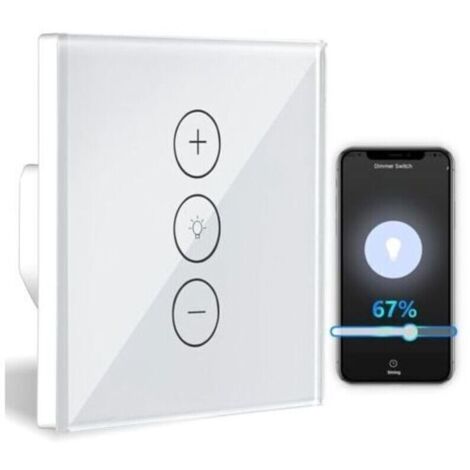 Gradateur, variateur de lumière WiFi à fonction de pourcentage avec fonction de minuterie, variateur d'éclairage encastré à commande vocale WLAN