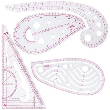 Regle Couture,Ensemble de règles de couture 4 pièces,idéal pour la couture, la couture, le bricolage - Outils de conception en plastique flexible pour les étudiants et les créateurs de mode (1/5)