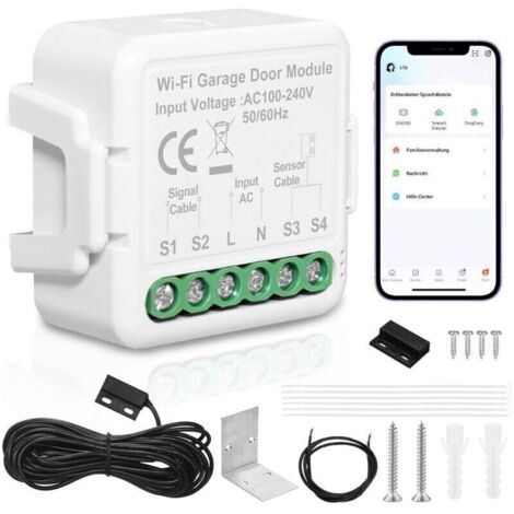 Ouvre portail connecté ouvre-porte de garage connecté WiFi, contrôle de l'application Tuya télécommande de porte intelligent compatible avec Alexa, Google Assistant commande vocale (1)