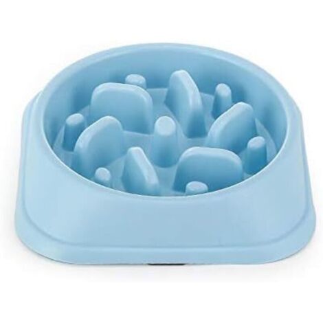 Gamelle d'alimentation Lente pour Chiens, Alimentation Ralentie et Interactive pour Les Animaux Bleu Durable de Cuvette d'eau de Boisson d'animal familier antidérapant carré Bleu (1/5)