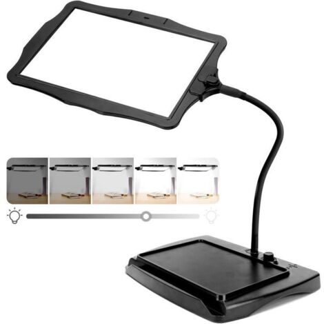 Grande loupe 10x avec lumière et Support, 50 Perles LED, luminosité réglable, col de Cygne, Lampe de Bureau, Grande loupe pour la Lecture, la Couture, Les travaux manuels (1/5)