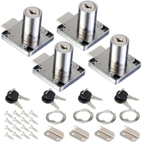 Lot de 4 serrures de placard de 32 mm avec clés universelles pour tiroir et boîte aux lettres (1/5)