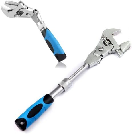 Clé à molette multifonction à cliquet 180° – Acier au chrome-vanadium – Ouverture 45mm – Longueur ajustable 10-12 pouces (1/5)