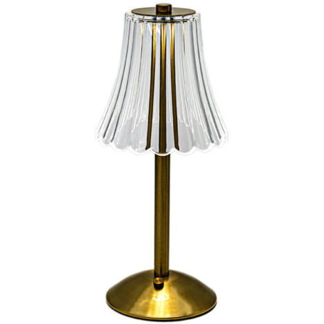 Lampe de Table Sans Fil, Lampe de Chevet Tactile Dimmable, 3 Couleurs USB Rechargeable Lampe de Table LED Cristal pour Chambre, Chevet, Salon, Restaurant, Or (1/5)