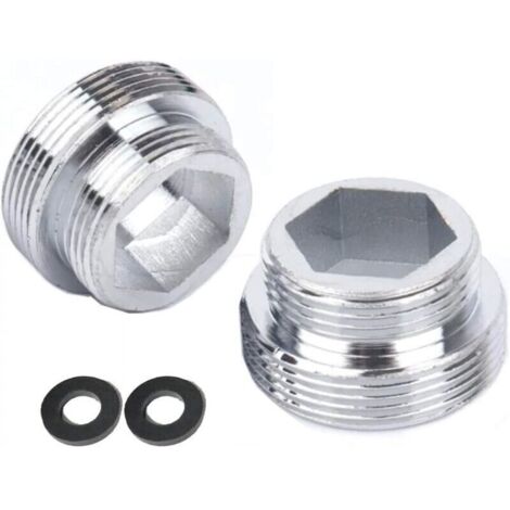 Lot de 2 adaptateurs de robinet en laiton plaqué chrome – Finition métal – Débit uniforme – Compatible filetage 16/18/20/22/24 mm (1/4)