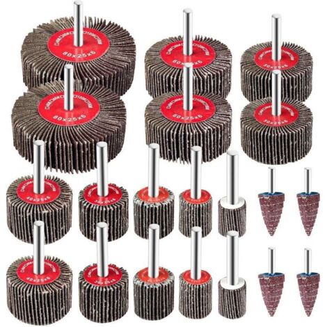 Lot de 20 roues à lamelles abrasives 16-80mm – Pour meulage et polissage – Compatible outils rotatifs – Papier de verre haute qualité (1/5)