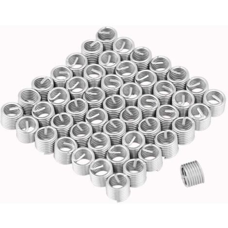 50pcs Insert de Réparation de Filetage, Helicoil M8, Insert Fileté, Inserts Filetés Hélicoïdaux en Fil d'acier Inoxydable M8 X 1,25 X 1,5D de Lueur (1/4)