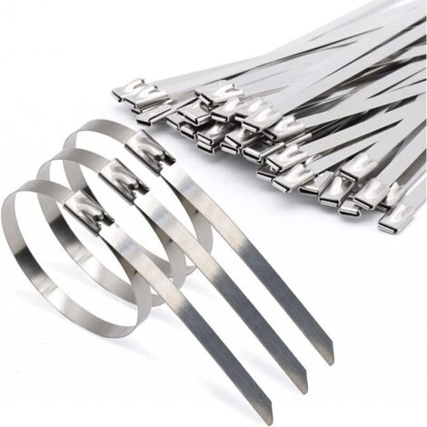 100 Pièces Attaches de câble Robustes, Collier de serrage inox en Acier Inoxydable Serre-câbles Autobloquante 4,6x300mm (1/4)